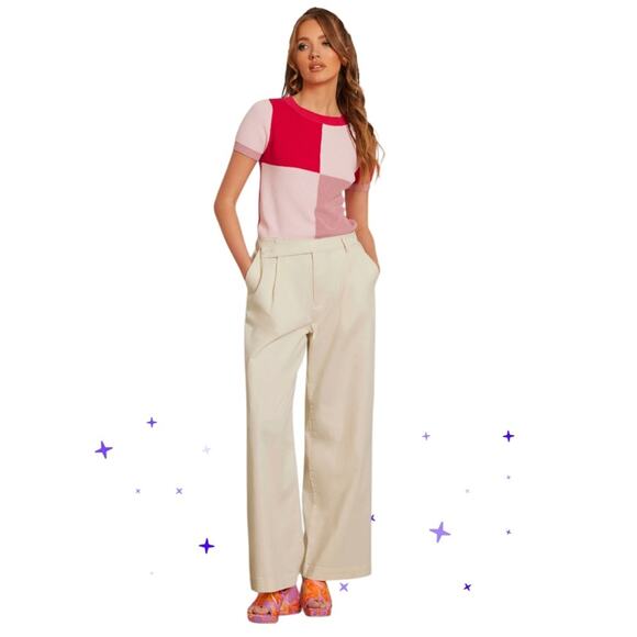 Circus NY by Sam Edelman Low Slung Wide Leg Off white/beige Trousers Sz 30- NWT - Picture 4 of 14